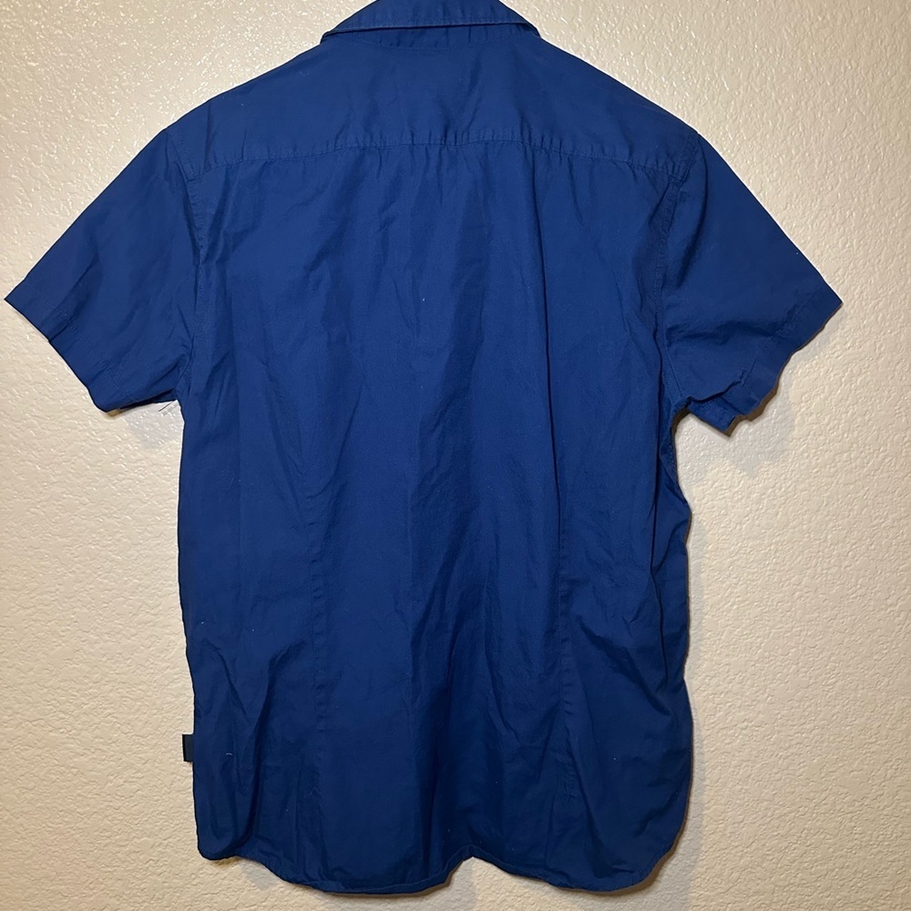 Kenneth Cole Reaction Navy Shirt with Light Blue Stripes - Picture 2 of 4